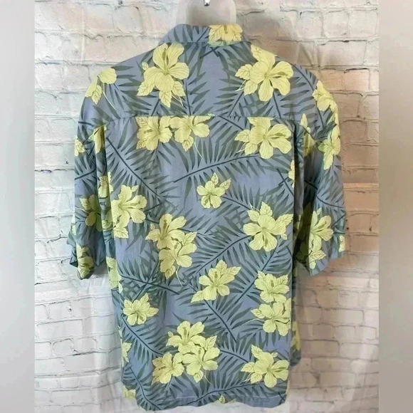 Tommy Bahama 100% Silk Tropical Flowers Button Up Hawaiian Shirt size XL banana - Picture 9 of 15